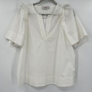 Sea New York White Tabitha Short Sleeve Ruffle Top
